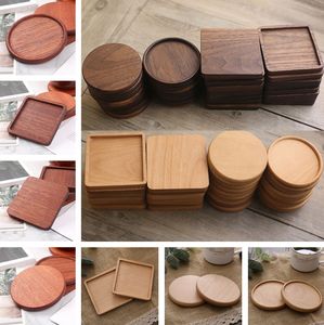 Kitchen Wooden Coasters Black Walnut Coffee Tea Cup Mats Natural Non Slip Teapot Drink Coasters Bar Tools cup PadsLT472