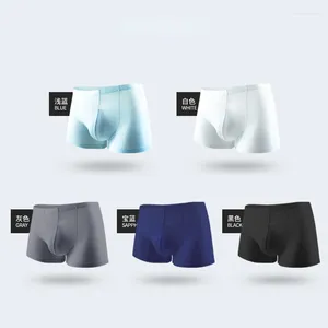 Unterhosen 5PCS Herren Unterwäsche Boxer Lot Pack Eis Seide Transparent Nahtlose Höschen Sexy Männer Atmungsaktive Feste Männliche Lange Boxer