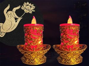 Lampe à bougie électronique Led pour Bouddha avec lampe à bougie à batterie devant les bougies de pilier de célébration de mariage de Bouddha Home Decor 222080295