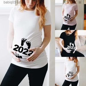 Topy macierzyńskie koszulki Ładowanie dziecka 2022 W ciąży T-shirt T-shirt ciąża Ogłoszenie ciążowe