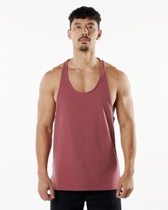 Herrtankstoppar Sommaren Mäns ärmlös skjorta Tank Top Solid Color Fitness Sports fritidsövning andas Split botten ärmlös topp 230522