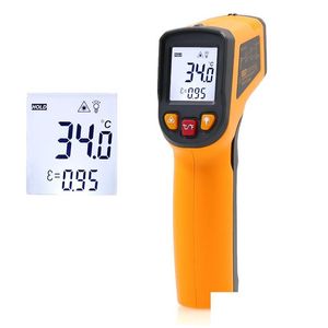Instrumentos de temperatura Termômetro de infravermelho digital eletrônico portátil 50400 ﾰ C Não contato pirômetro IR Laser Point Gun Tester Dro DHCNS