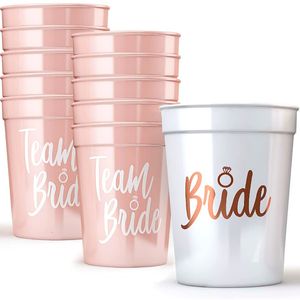 Andra evenemangsfestleveranser 1Set Bachelorette Team Bride Plastic Drinking Cups Brudduschgåva för att vara Hen Wedding Decorations 230522