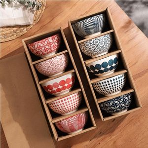 Bowls Pattern Set Japanese Rice Bowl Kitchen Style Box Inches Ceramic Cutlery 4.5 Gift Vintage Personalized 5pcs