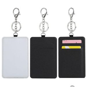 Keychains Lanyards DIY Sublimation Blank Card Sleeve Singlesided Heat Transfer Work Bag Keychain Key Chain Drop Delivery Fashion A DHJMP