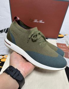 2024 Luxury Designer Mens Loro Walk Shoes Lace Up Blandade färger Woolen Knitting LP Shoe Jogging Sneakers Man 45 46