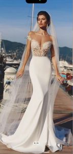 Summer Backless Strapless mermaid Beach Wedding Dress Off the Shoulder Pleated Bridal Gown