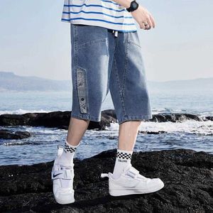 Jeans masculinos 8xl bermuda shorts casuais masculino roupas de verão jeans machado algodão de algodão longa maiúsculas de tarefas homme grande tamanho