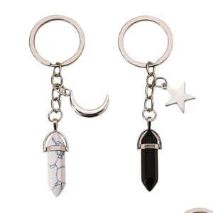 Keychains Lanyards Crystal Stone Keychain Star Moon Couple Pendant Valentines Day Gift Drop Delivery Fashion Accessories Dhqxb