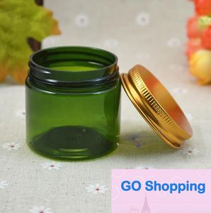Wholesale 50 grams green PET Jar,50g Green Cream Cans, 50ml PET Jar with Bronze/black/gold Aluminum Cap Cream Jar Cosmetic Packaging