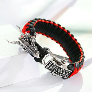 Braccialetti con ciondoli color argento drago intrecciato paracord braccialetto da campeggio uomo escursionismo accessori da esterno braccialetto Pulseira Masculina