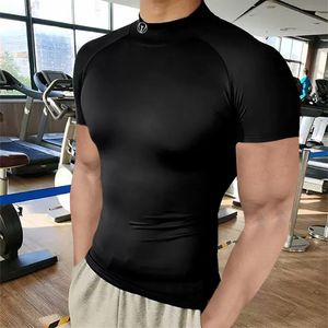 Men's T-Shirts Men Short Sleeve T-shirt Fashion stitching Gyms Singlet Cotton Bodybuilding Men Fitness Round Neck Tshirt 230522