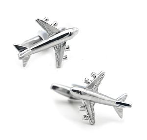 New Arrival Aircraft Cuff Links Silver Color Plane Design Quality Brass Material Men's Cufflinks Free Shipping