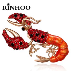 Rinhoo vintage strass räka brosch kvinnor glittrande djur insekt hummer badge casual party bankett brosch lapel stift gåvor gåvor