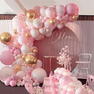 Andra evenemangsfest levererar rosa ballong Garland Arch Kit födelsedagsdekorationer barn folie vit guld bröllop dekor baby dusch globos 230522