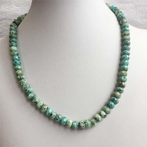 Halsband 5*8mm fasetterad grön Afrika turkos halsband vintage natursten smycken ädla elegant utsökt pärlskedjan choker collier collier
