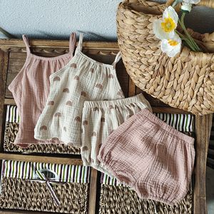 Conjuntos de roupas de bebê Conjunto de bebê Crianças de cor sólida Longsleeve elástica calça de duas peças Terno da primavera Meninas calças de meninas 230522