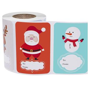 Gift Wrap Christmas Sticker Gifts Cartoon Print Snowman Elk 250/Roll Birthday Stickers Mes Labels Drop Delivery Home Garden Festive Dhiy0