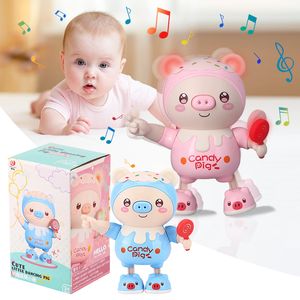 Elektroniska husdjur Pig Dancing Toy Baby Dancing Robot med Swing Light Music Söt gris tecknad djur baby crawling pedagogisk leksak