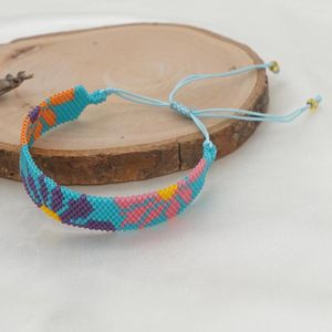 Bracelets de link Bracelete de flores Go2boho para menina feita à mão Jóias japonesas jóias bohemianas jóias ajustáveis ​​de corda miyuki presente