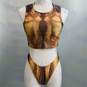 Roupas de banho com padrões vintage de três peças de biquíni sexy para mulheres de maiô clássico de maiô de maiô de maiô de praia