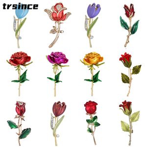 Rhinestone Red Rose Flower Brooche Pearl Brooch dla kobiet Elegancki bukiet kwiat Tulip Buquet Pins