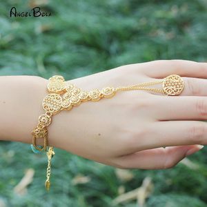 Bangle NEW High Quality Fashion 18K Gold Bracelet Rings Long Chain Couple Bracelet Party Wedding Jewelry for Women