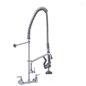 Kökskranar Spring Pull-Down Faucet Munstycke Dual Mode El Restaurang Full koppar Diskmaskin Duschväggmonterad