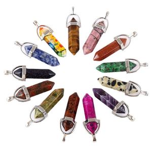 Party Favor Natural Crystal Stone Pendant Diy Hexagonal Column Necklace Fashion Jewelry Accessories 8X32Mm Drop Delivery Home Garden Dhfij