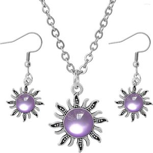 Halskette Ohrringe Set Bohemian Gothic Celestial Sun Zinklegierung Anhänger Goth Schmuck Geschenke für Frauen Weihnachten