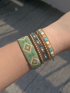 Bangle Yuokiaa Geomrtric miyuki bransoletki dla kobiet ręcznie robione tkane letnie meksykańskie pulseras mostacilla beads urok bransoletki biżuteria