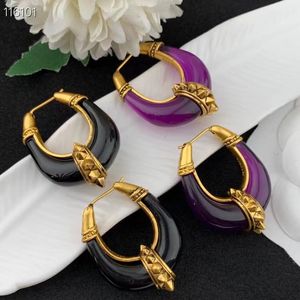 Huggie Selling New 2022 Trend Hot Brand Fashion Jewelry Earrings For Women Copper Metal Punk Rock Style Party Gifts Purple Black Resin