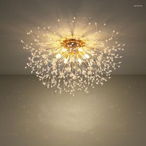 Chandeliers Bedroom Light Net Red Dandelion Ceiling Lamp Warm Romantic Creative Living Room Crystal Nordic Luxury Lighting