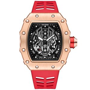 Zegarek kwarcowy zegar zegar zegar męski Red Goldwatch Mężczyźni luksus chronograf hip hop zegarki wojskowe fajny człowiek męski nadgarstek