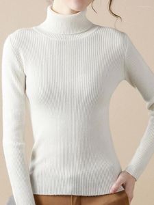 Women's Sweaters ELLIEXI Women Turtleneck Cotton Slim Pullover Basic Casual Soft Warm Cashmere Jumper 2023 Winter