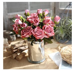 Decorative Flowers 37cm Rose Pink Silk Peony Artificial Bouquet 3 Head Fake For Party DIY Home Wedding Decoration White