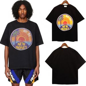 23ss Spring Summer New SUNSET TEE New Money Sunset Graphics Mezza manica Mens Los Angeles Fashion Brand Lettera Stampa Coppia T-shirt manica corta