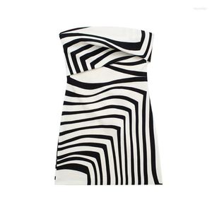 Casual Dresses Women Black White Stripe Off Shoulder Short Wrapped Breast Mini Bodycon Dress Female Summer Sexy Party