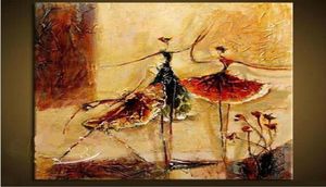 バレエダンサーの手描きモダンな壁の装飾フィギュア抽象的なアートオイルペインティングキャンバスマルチサイズ利用可能なsine5078645