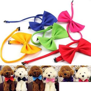 Dog Apparel Fashion Pet Bow Tie Adjustable Pets Accessories Pure Color Bows Party Decoration Jewelry Drop Delivery Home Garden Suppli Dhkqq