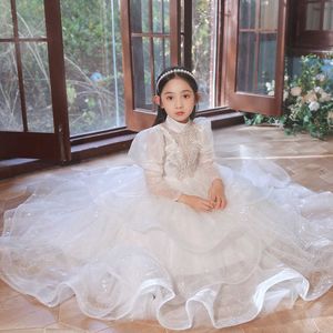 Girl's Dresses Children Youth Girls Evening Long Luxury 2022 Birthday Party Shiny 6 12 Formal Children's Bridesmaid Wedding Sequin Dress G220523