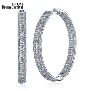 Huggie Dreamcarnival 1989 Rhodium Renk Zirkonya Lüks Zarif Klasik Hoop Küpe Kadınlar için İnce Pin Kilitlerinde Kolay İtme SE23882WR