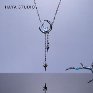 Colares Haya Studio Stars e Lua Design Colar Vintage Mulheres Colar de alta qualidade Colar para mulheres Presente de jóias de cristal