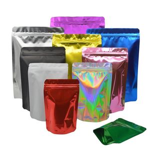 Double sided Bright Multi Colors Resealable Ziplock Mylar Bag Food Storage Aluminum Foil Bags Plastic Packing Pouches