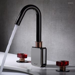 Bathroom Sink Faucets Modern Luxury Brass Faucet Three Hole Two Handle High Quality Cold Water Wash Basin 3 Washbowl Tap