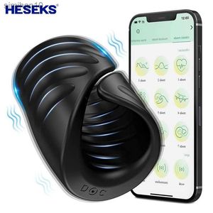 Masturbators HESEKS Male Masturbator Penis Training Vibrator with APP Control Delay Cock Ring Glans Sex Toys for Men 18 L230518