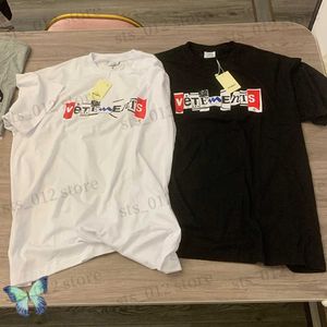 Men's T-Shirts T-shirt Paper Cut Letter Printed Embroidered Short Sleeve Men Women Oversized VTM T Shirts T230523