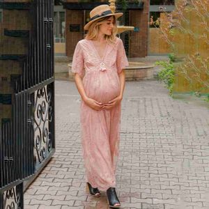 Maternity Dresses Maternity Photo Shoot Lace Dress Photo Commemorative Photo Maternity Lace VB Neck Mopping Dress Long Pregnant Dress T230523