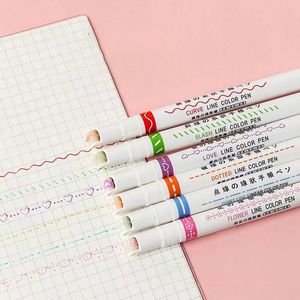 Colorful Curve Pen Double Point Mark Pen Types Different Curved Shapes Colors Pen Thin Lines Teenagers Kids Diary Painting Art Calendar Office HZ0020