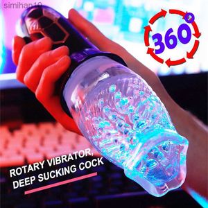 Masturbators Automatic Piston Rotation Sucker Male Blowjob Masturbation Cup Real Oral Vibrator Electric Sex Toys Men Penis Exercise Machine L230518